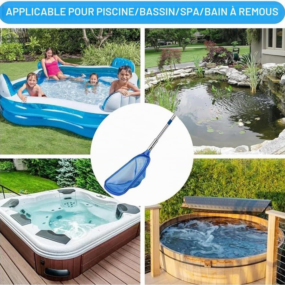 Kit entretien piscine spa étang mât 187cm bleu gris taille S - 24% de remise