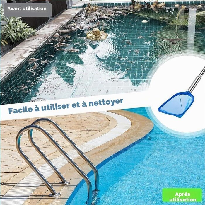 Kit entretien piscine spa étang mât 187cm bleu gris taille S - 24% de remise