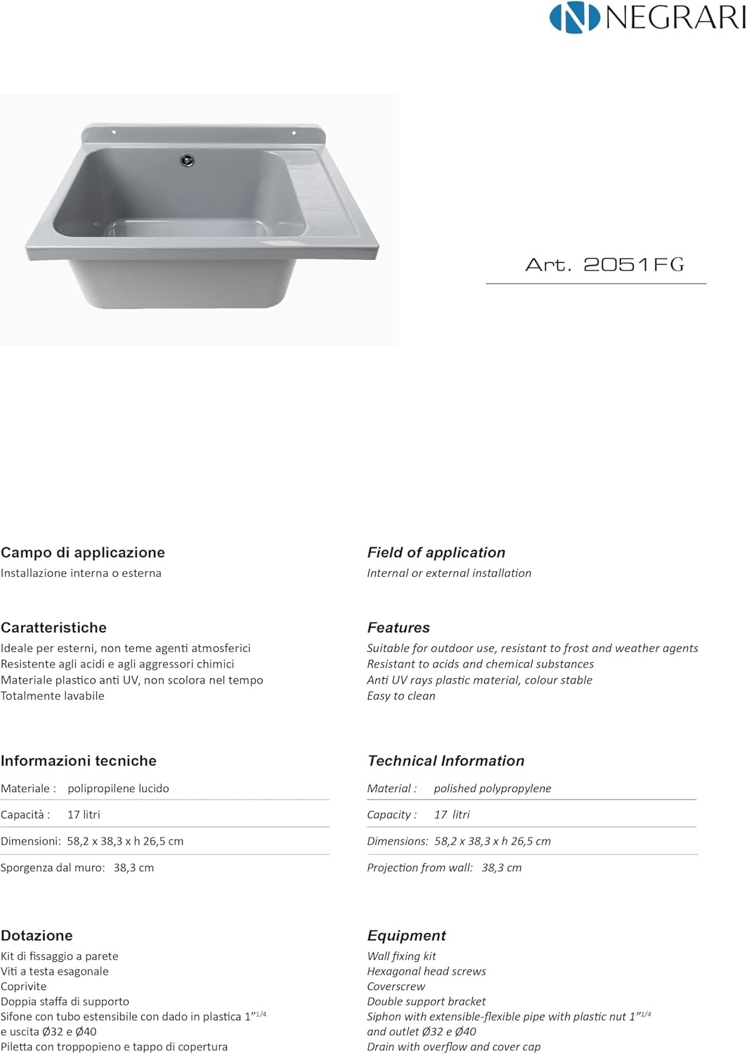 Bac de lavage mural 58x38 cm - Gris - 33% de remise