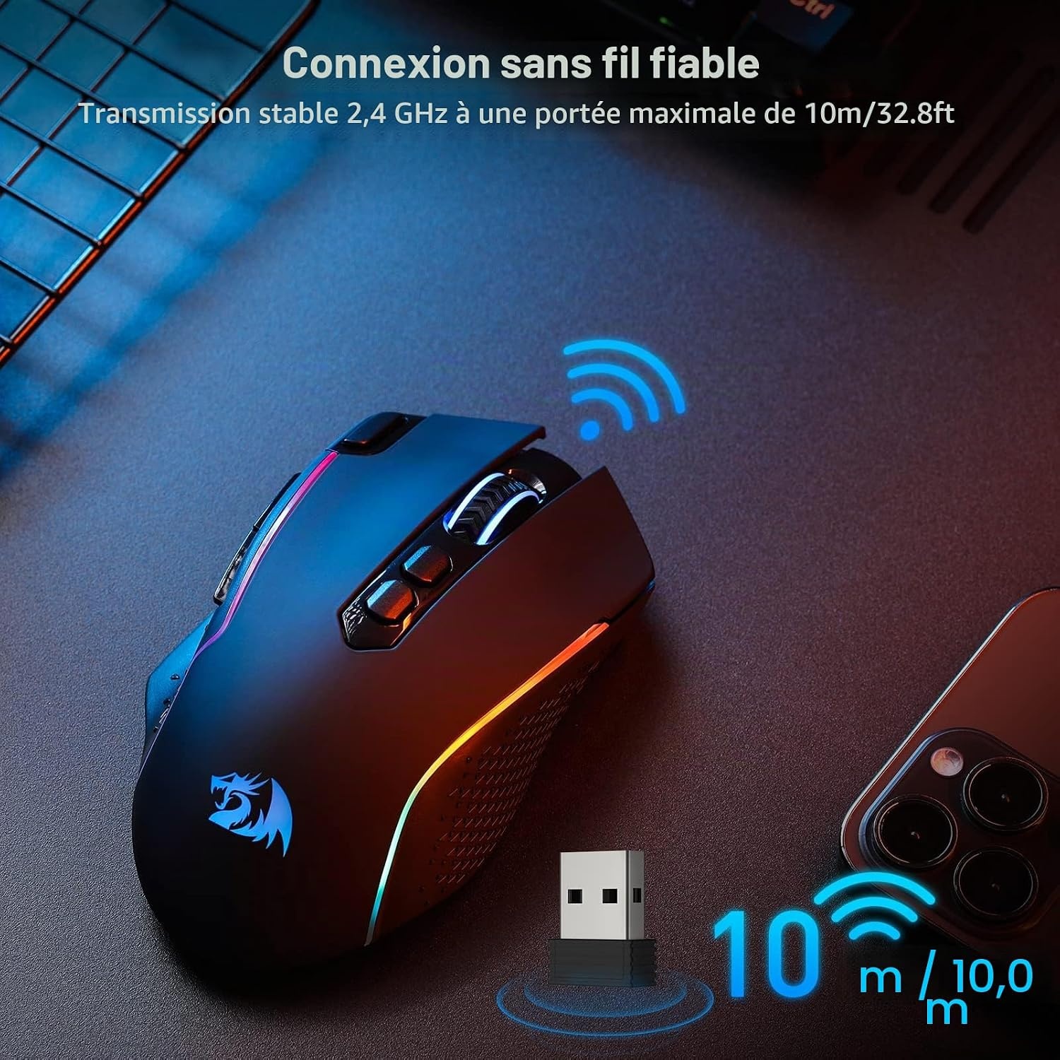 Souris Gaming Sans Fil 10000 DPI RGB - 31% de remise