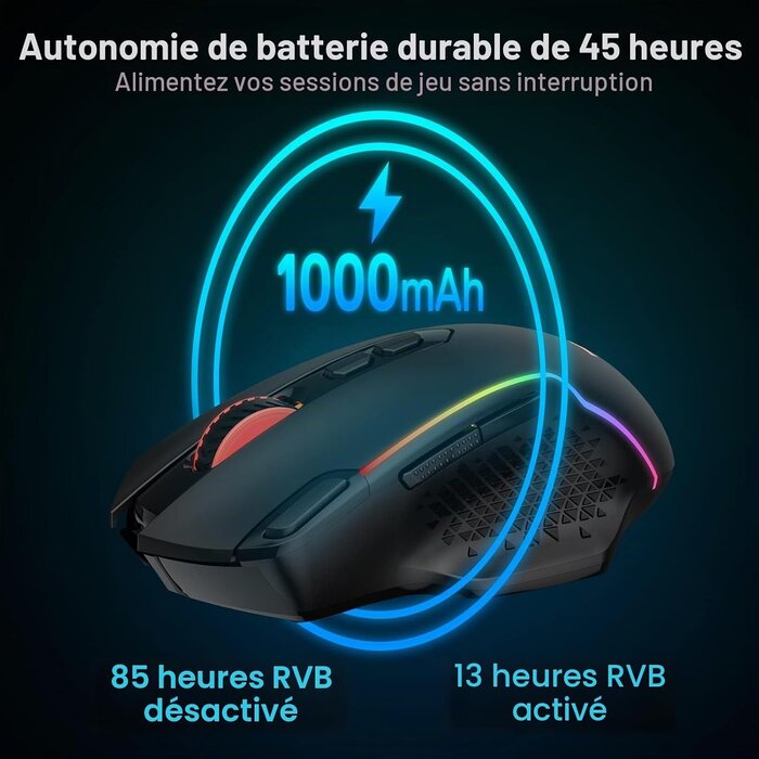 Souris Gaming Sans Fil 10000 DPI RGB - 31% de remise