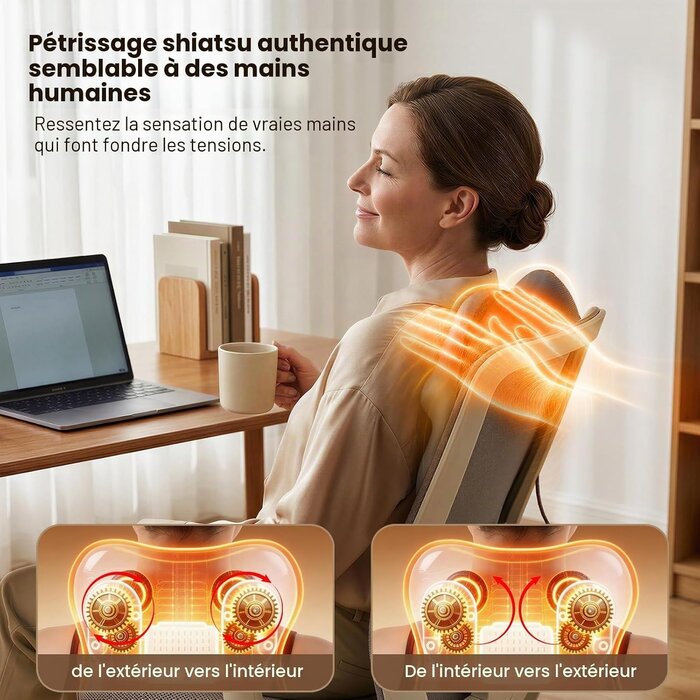 Appareil de massage Shiatsu chauffant - 34% de remise