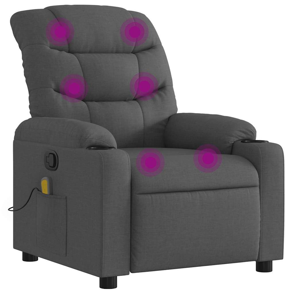 Vidaxl Fauteuil de massage inclinable en tissu gris foncé - 35% de remise
