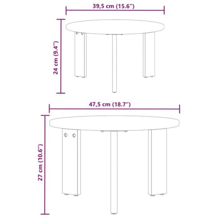 Vidaxl Ensemble 2 tables basses en bois de pin massif - 33% de remise