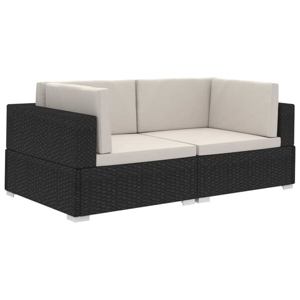 Vidaxl Ensemble 2 canapés d'angle en rotin PE noir - 34% de remise