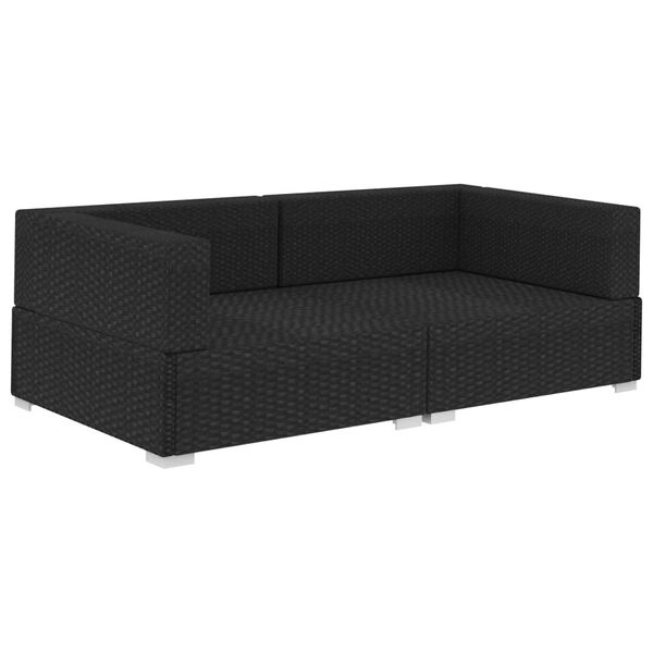 Vidaxl Ensemble 2 canapés d'angle en rotin PE noir - 34% de remise