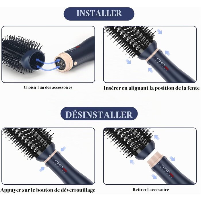 Brosse soufflante 4-en-1 - Bleu prussien - 34% de remise