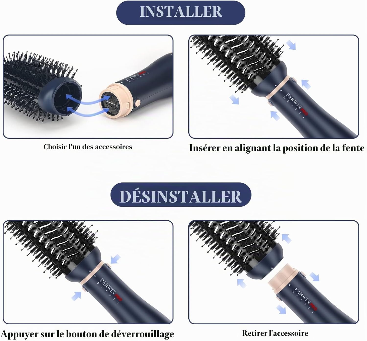 Brosse soufflante 4-en-1 - Bleu prussien - 34% de remise