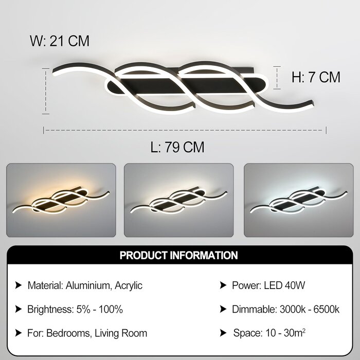Plafonnier LED 79cm Dimmable Bluetooth - 34% de remise
