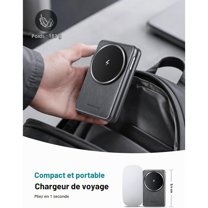 Chargeur sans fil 3-en-1 pliable magnétique Donker grijs taille S - 32% de remise