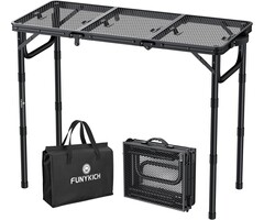 Table de camping pliante réglable - 87x40 cm - Noir - 44% de remise