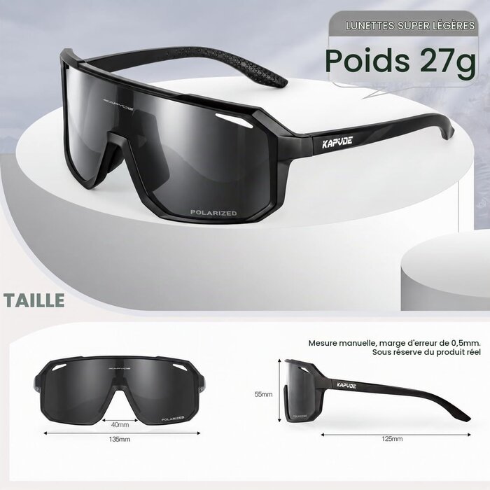 Lunettes de sport polarisées UV400 noir - 30% de remise