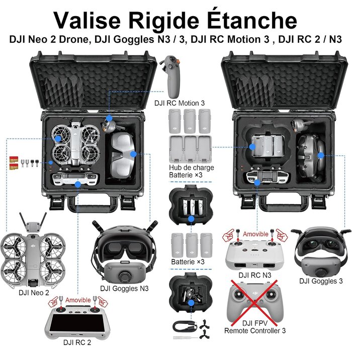 Valise rigide étanche pour drone taille M, Gris, 28% de remise
