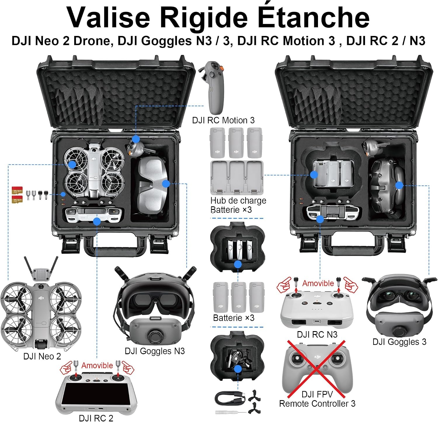 Valise rigide étanche pour drone taille M, Gris, 28% de remise