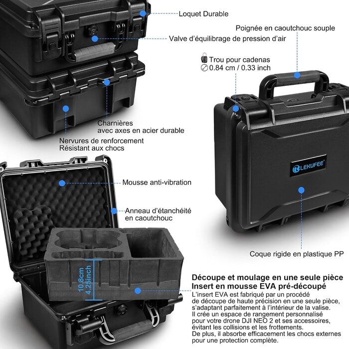 Valise rigide étanche pour drone taille M, Gris, 28% de remise