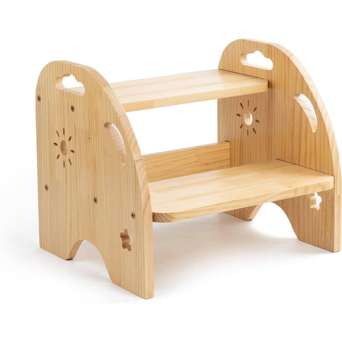 Escabeau enfant 2 marches bois jaune - 27% de remise