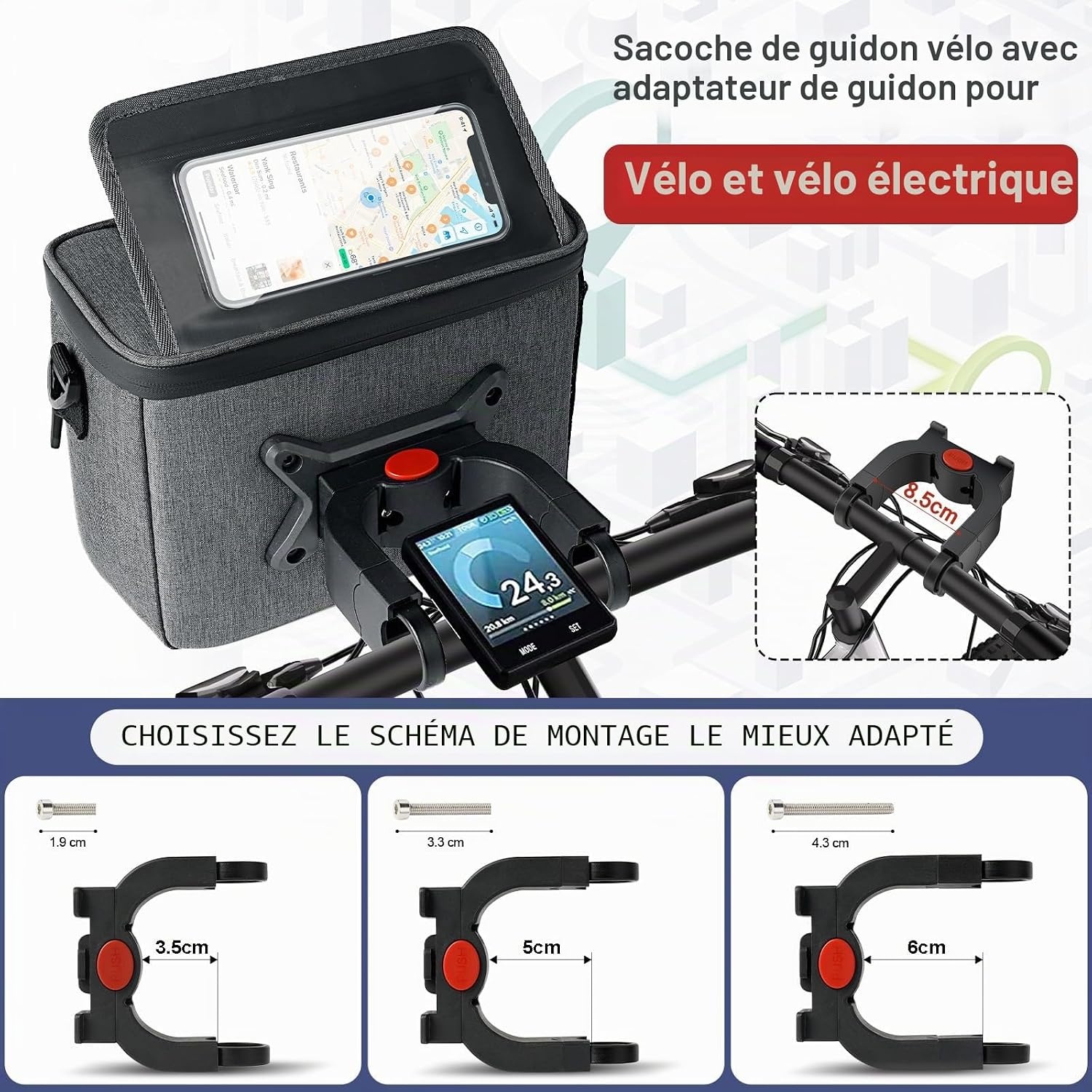 Sacoche de guidon 5,2L - Zwart - Taille S - 31% de remise