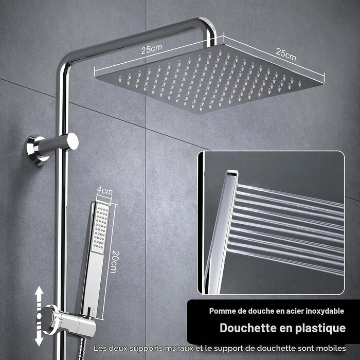 Colonne de douche hydromassante 25x25cm chromée - 33% de remise