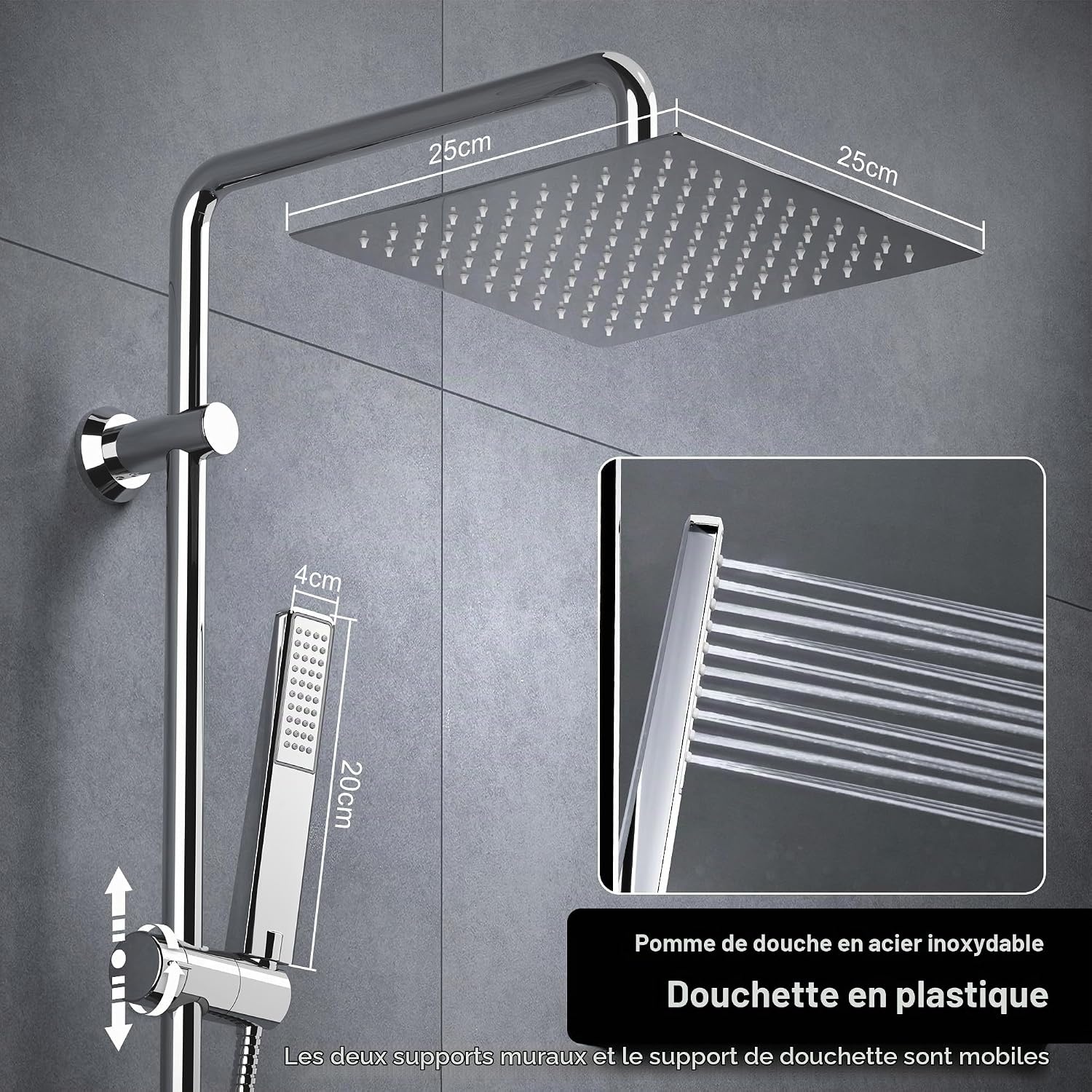 Colonne de douche hydromassante 25x25cm chromée - 33% de remise