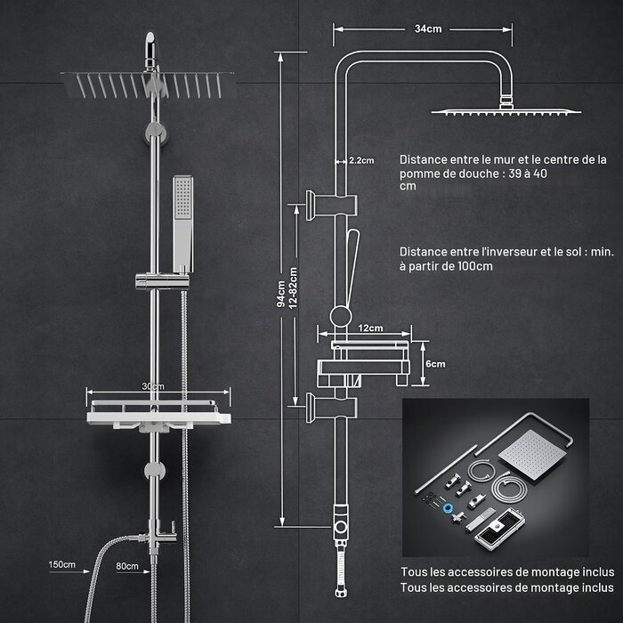 Colonne de douche hydromassante 25x25cm chromée - 33% de remise
