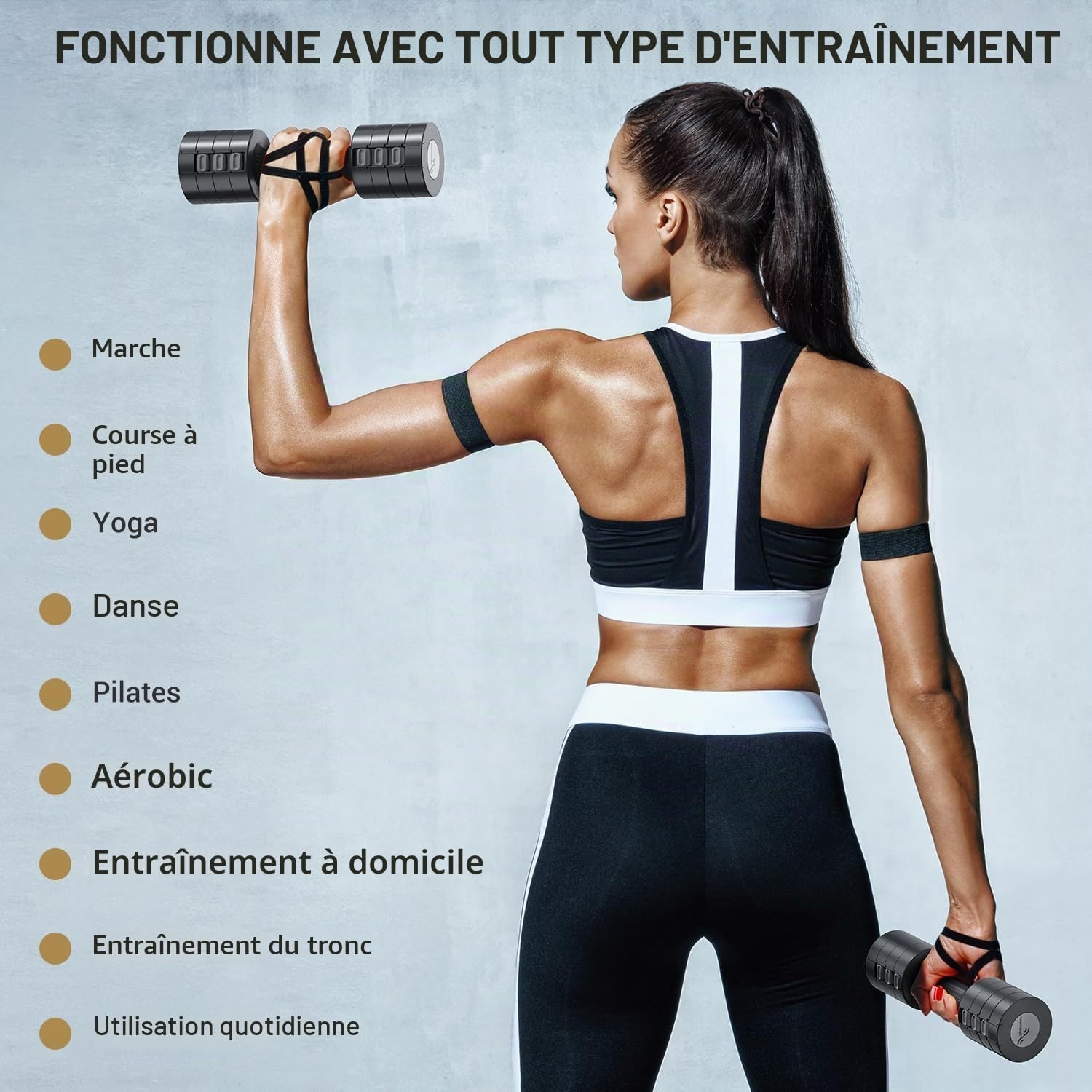 Set de 2 haltères réglables 4-en-1 Noir M - 32% de remise