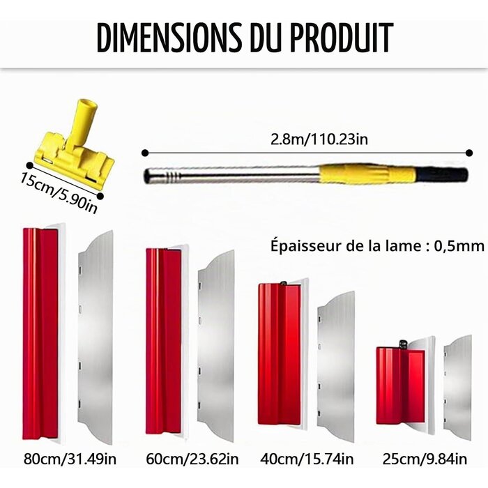 Kit 11 couteaux à enduire avec manche télescopique - 33% de remise