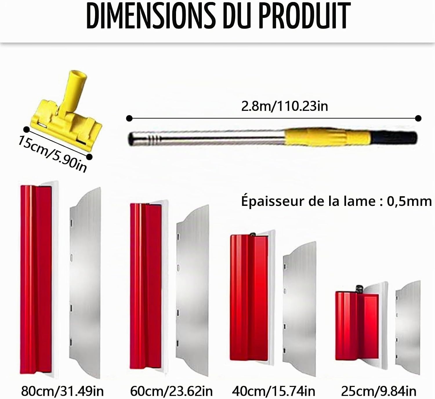 Kit 11 couteaux à enduire avec manche télescopique - 33% de remise