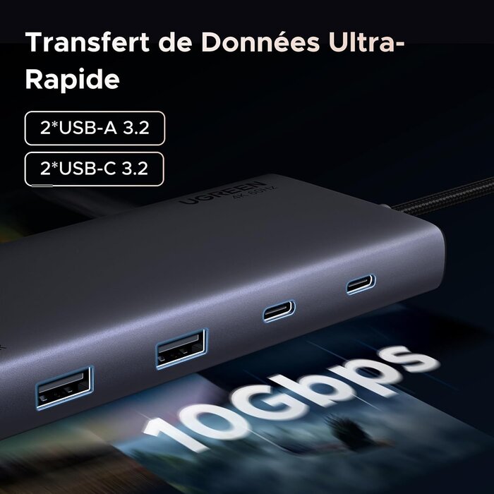 Station d'accueil 8-en-1 4K 60Hz, Gris, Taille S - 27% de remise