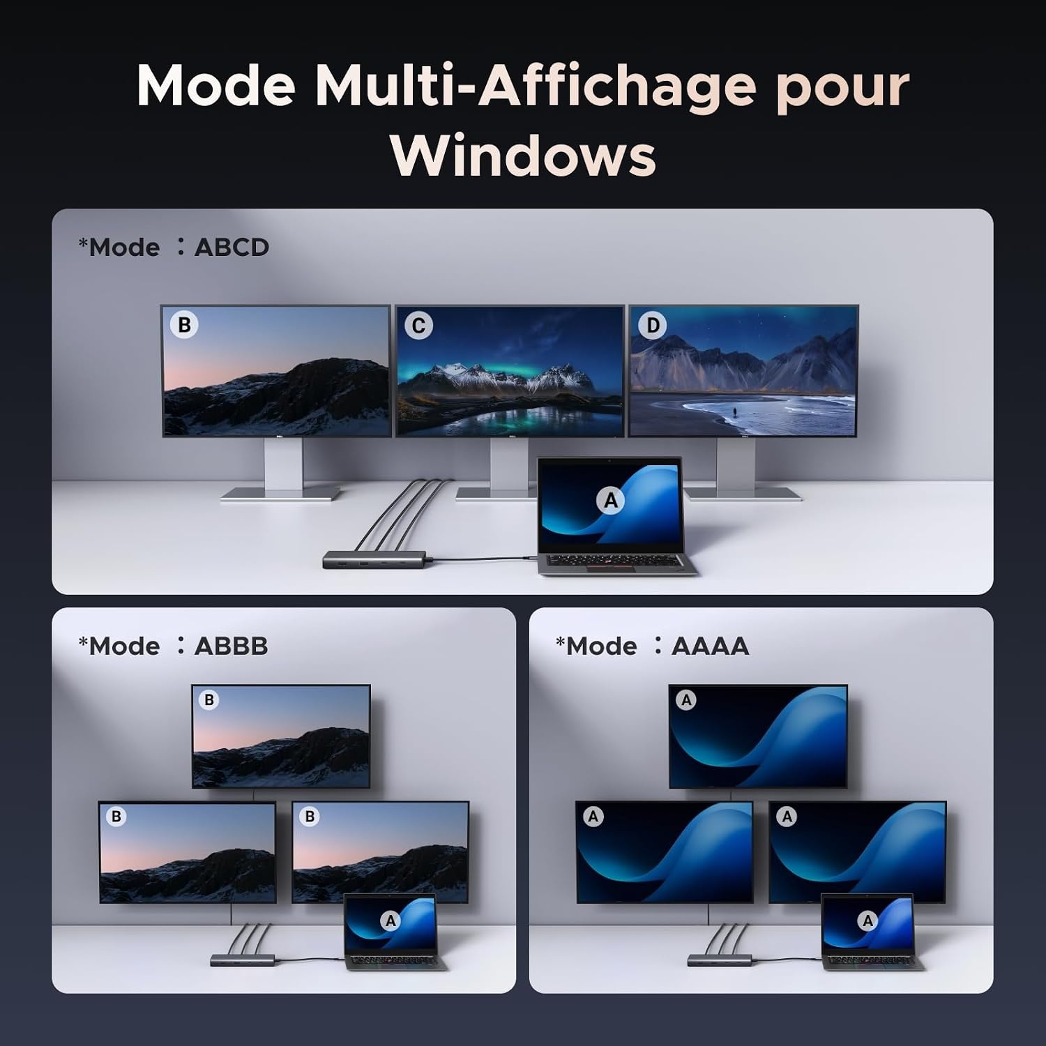 Station d'accueil 8-en-1 4K 60Hz, Gris, Taille S - 27% de remise