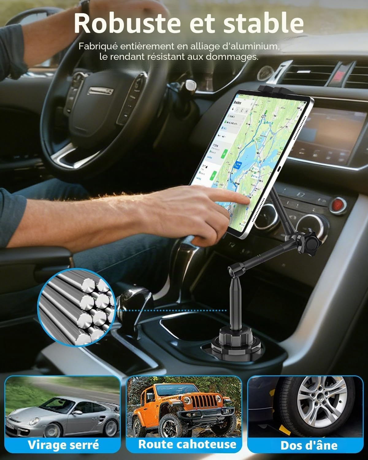 Support voiture porte-gobelet tablette et téléphone - 33% de remise