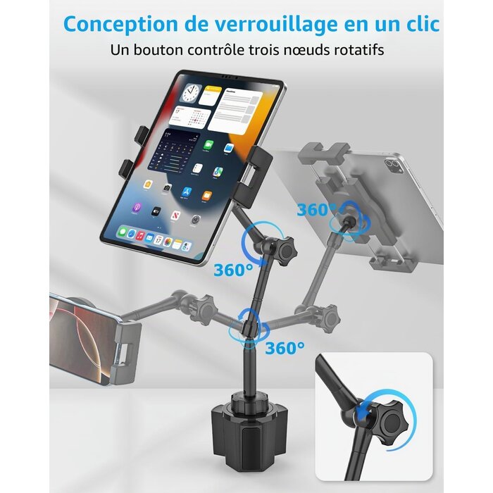 Support voiture porte-gobelet tablette et téléphone - 33% de remise
