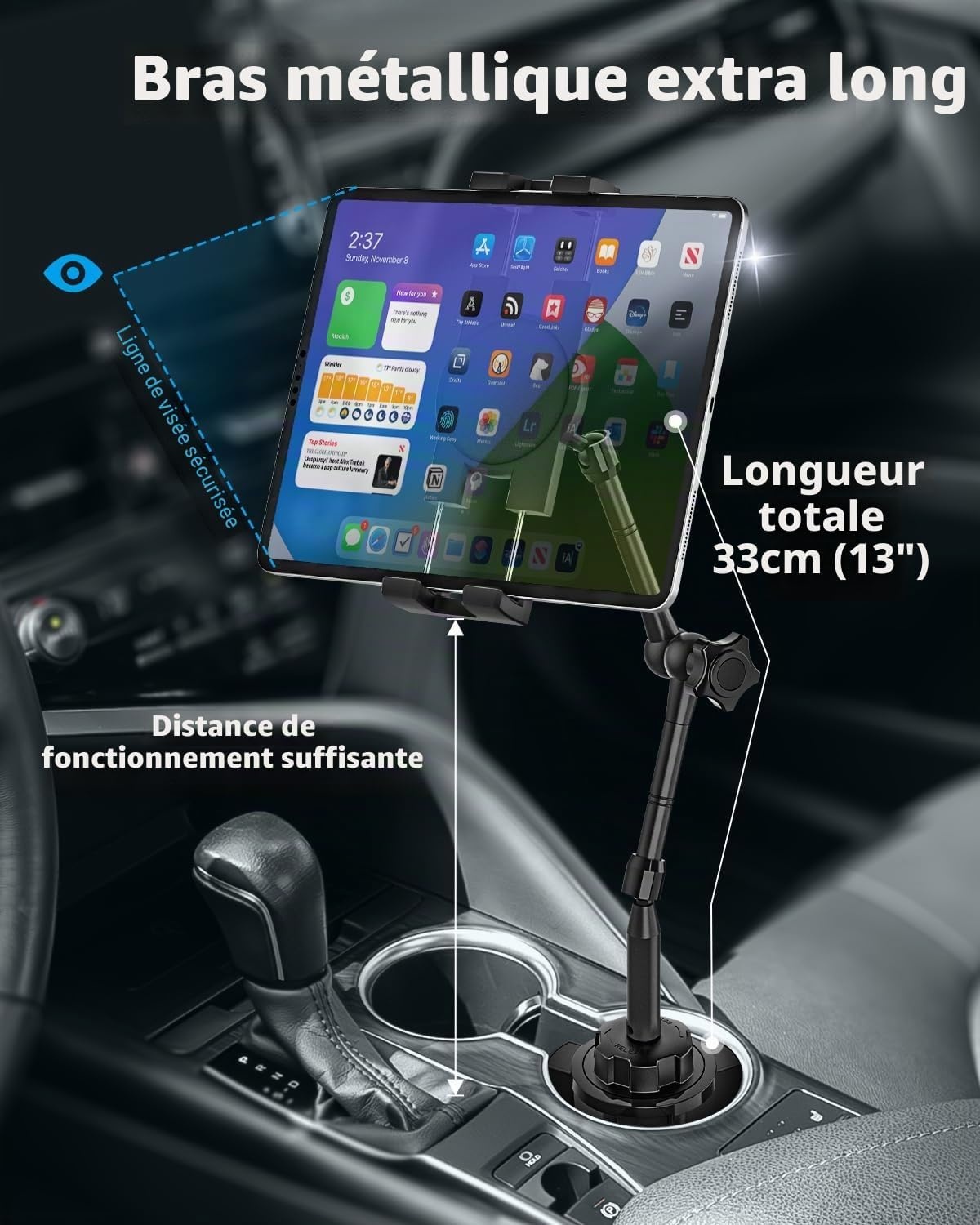 Support voiture porte-gobelet tablette et téléphone - 33% de remise
