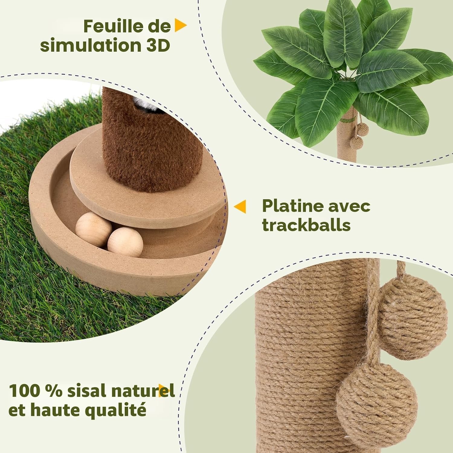 Arbre à chat Monstera 89 cm Groen hout beige Taille M - 29% de remise