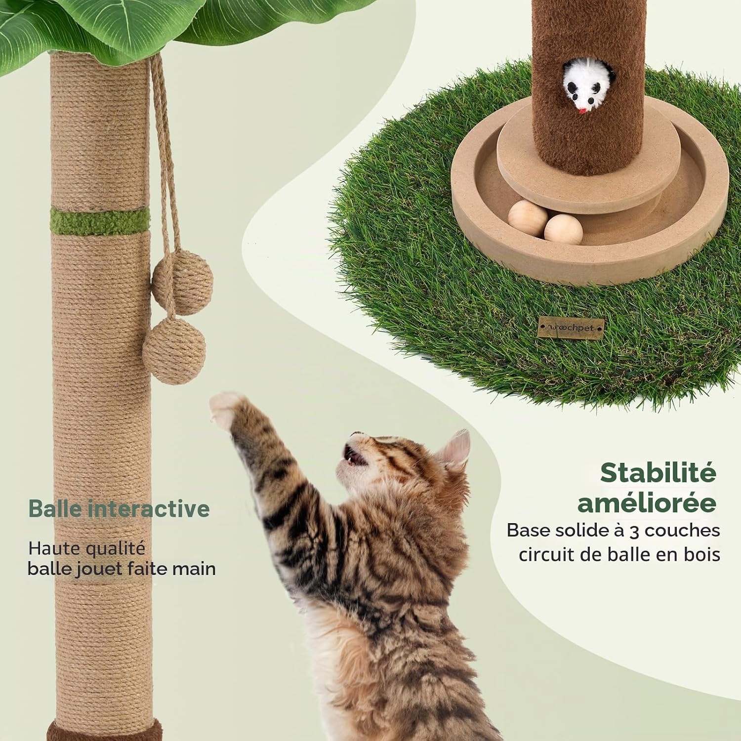 Arbre à chat Monstera 89 cm Groen hout beige Taille M - 29% de remise