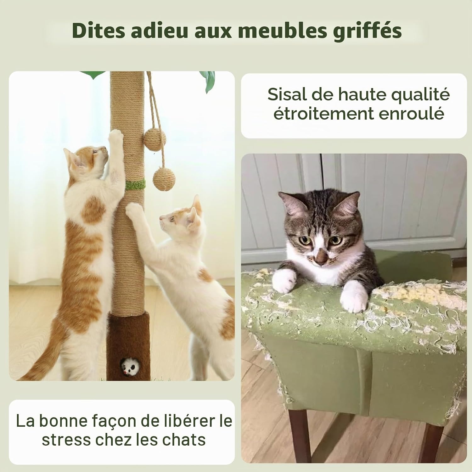 Arbre à chat Monstera 89 cm Groen hout beige Taille M - 29% de remise