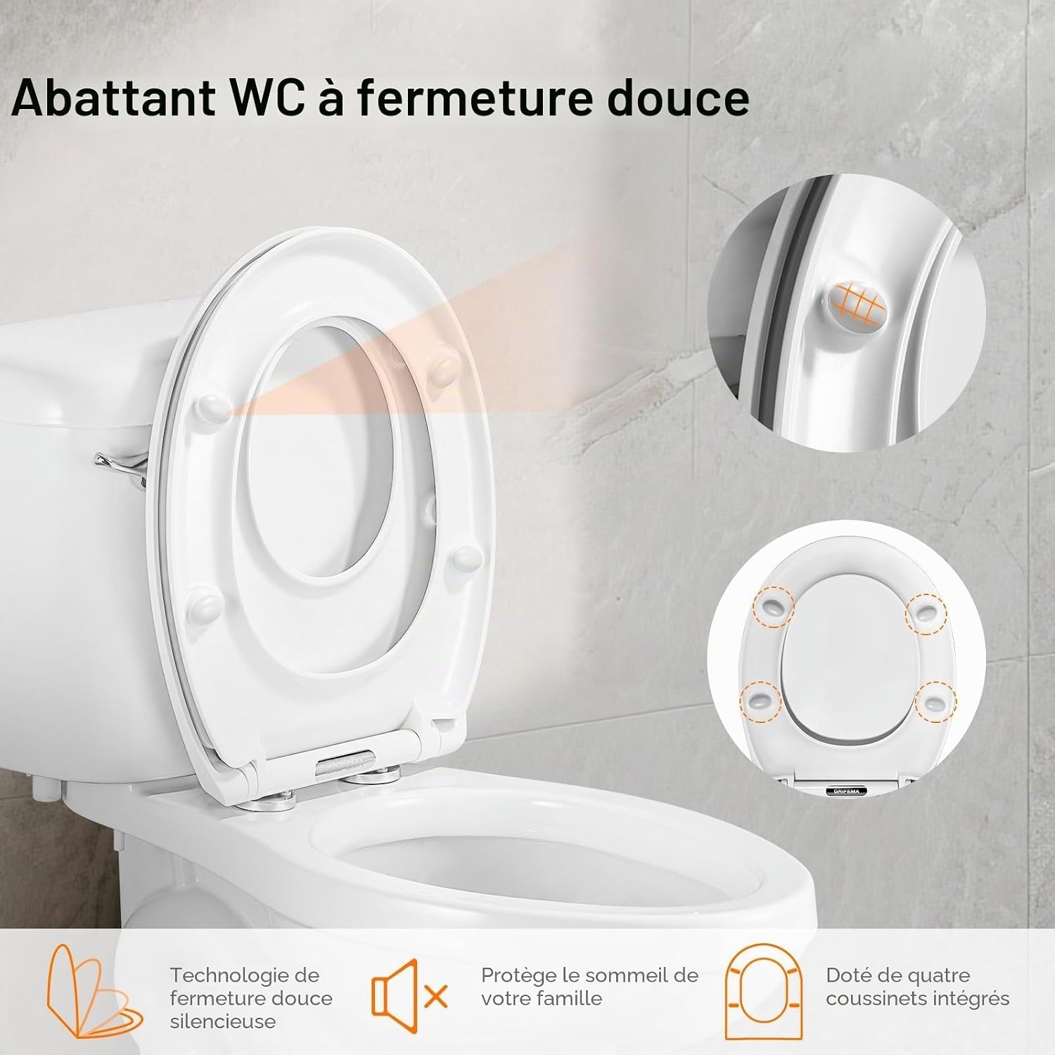 Abattant WC universel ovale à fermeture ralentie - 32% de remise