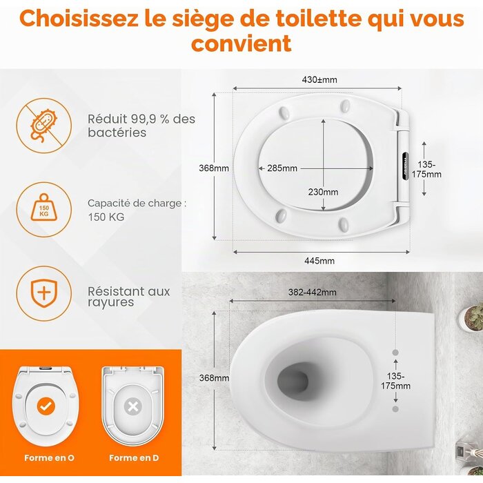Abattant WC universel ovale à fermeture ralentie - 32% de remise