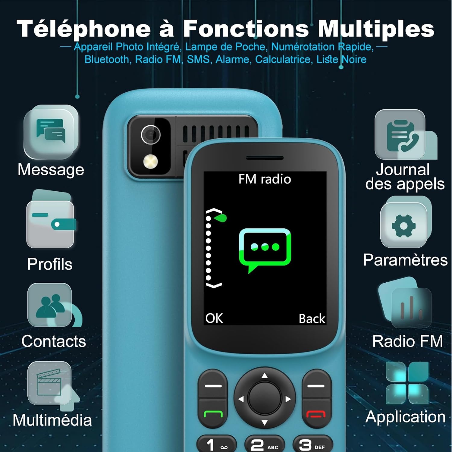 Téléphone portable senior 4G, bleu noir, taille S - 32% de remise