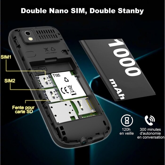 Téléphone portable senior 4G, bleu noir, taille S - 32% de remise