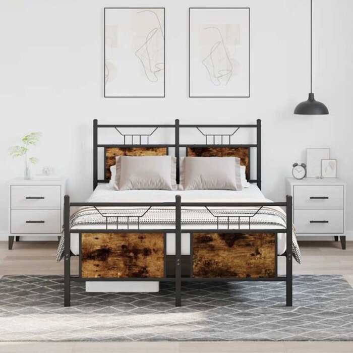 Vidaxl Cadre de lit 120x200 cm bois effet chêne fumé - 34% de remise