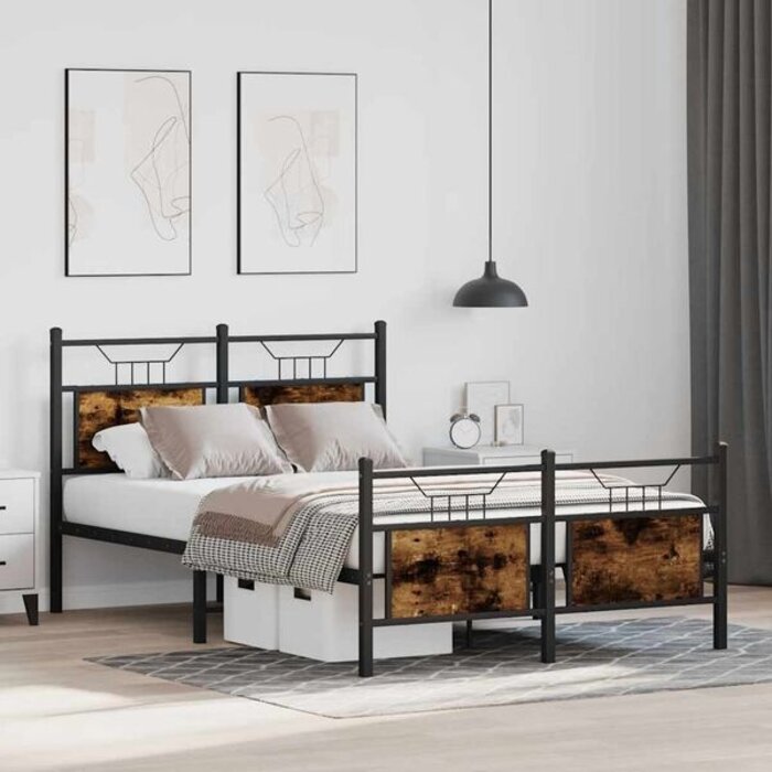 Vidaxl Cadre de lit 120x200 cm bois effet chêne fumé - 34% de remise