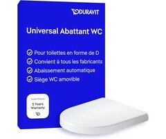 Abattant WC en forme de D, fermeture douce, 432x368 mm - 46% de remise