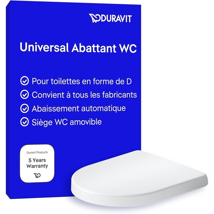 Abattant WC en forme de D, soft-close, 432x368mm - 34% de remise