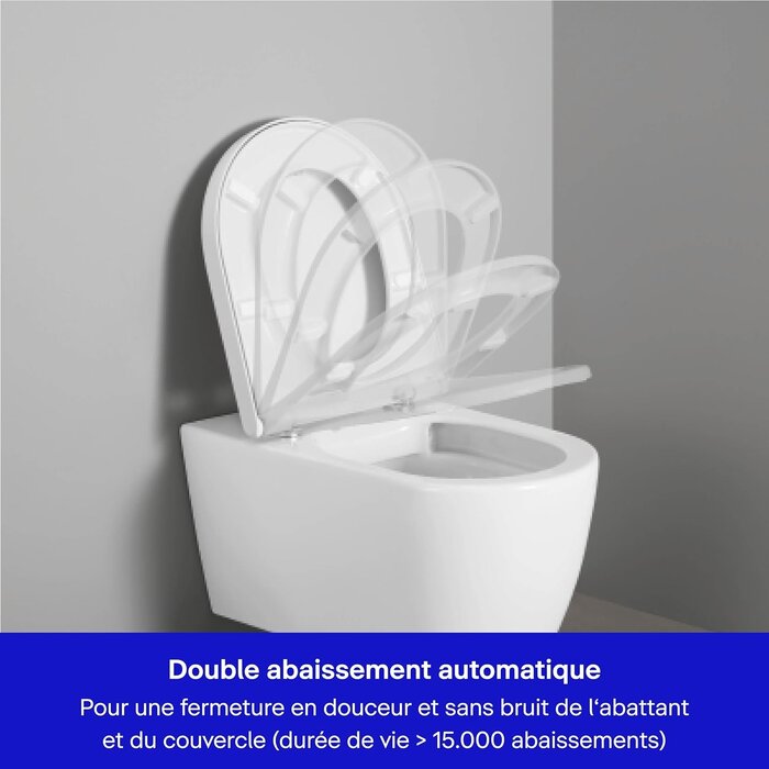 Abattant WC en forme de D, soft-close, 432x368mm - 34% de remise