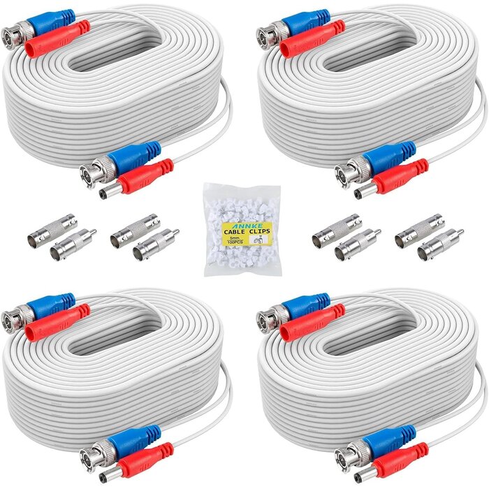Lot de 4 câbles vidéo CCTV 30m, Blanc, S, 31% de remise