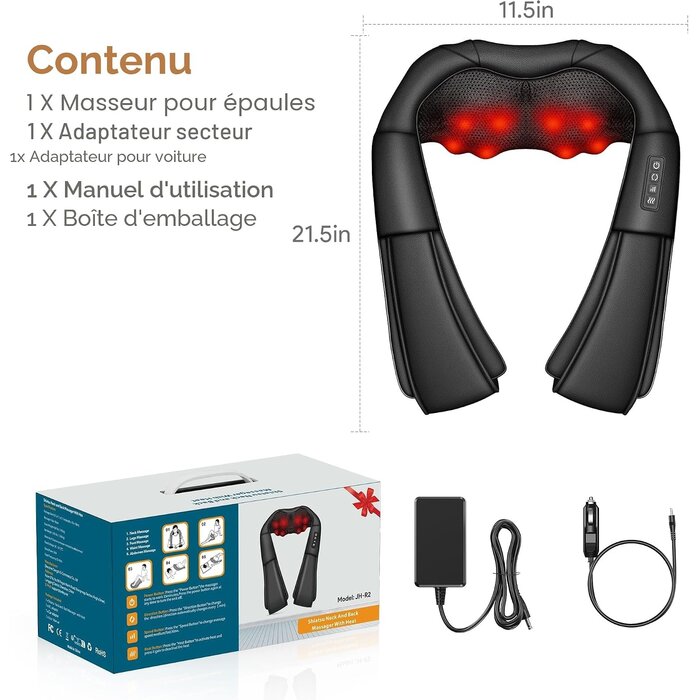 Appareil de massage Shiatsu Noir Taille M - 32% de remise