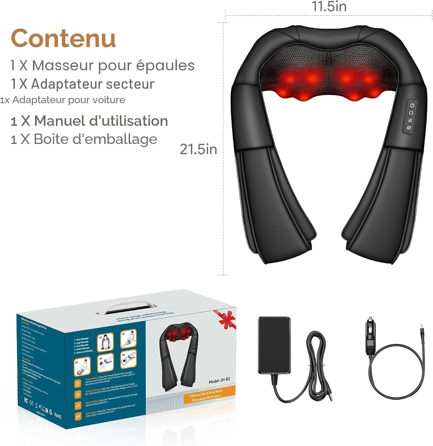 Appareil de massage Shiatsu Noir Taille M - 32% de remise