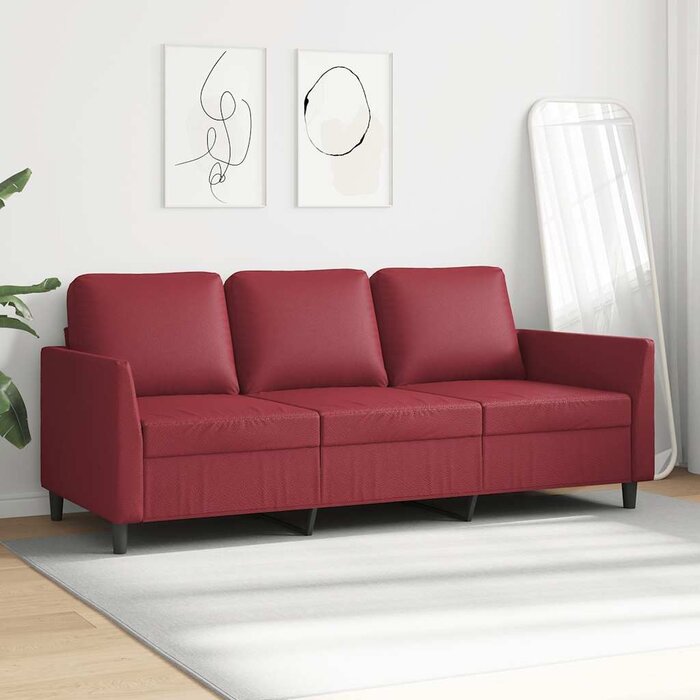 Vidaxl Canapé 3 places 180 cm similicuir rouge vin - 35% de remise