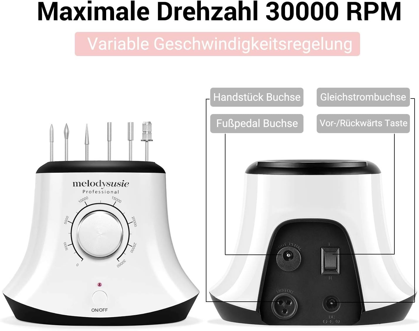 Ponceuse à ongles électrique 30 000 tr/min - Blanc - 33% de remise