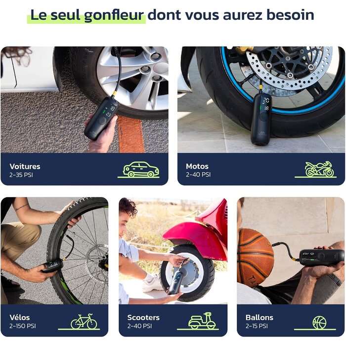 Mini compresseur d'air portable 150 PSI - Zwart, Taille S - 32% de remise